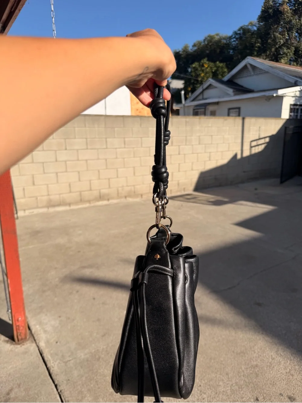 kate spade Black Drawstring Shoulder Bag with Knotted Strap
